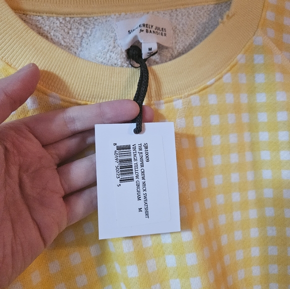 Bandier x Sincerely Jules The Juniper Sweatshirt Vintage Yellow Gingham Medium - Picture 8 of 8